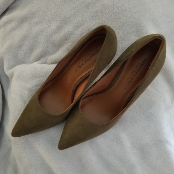 Christian Siriano Shoes Christian Siriano Army Green Suede Pumps Size 9 Poshmark